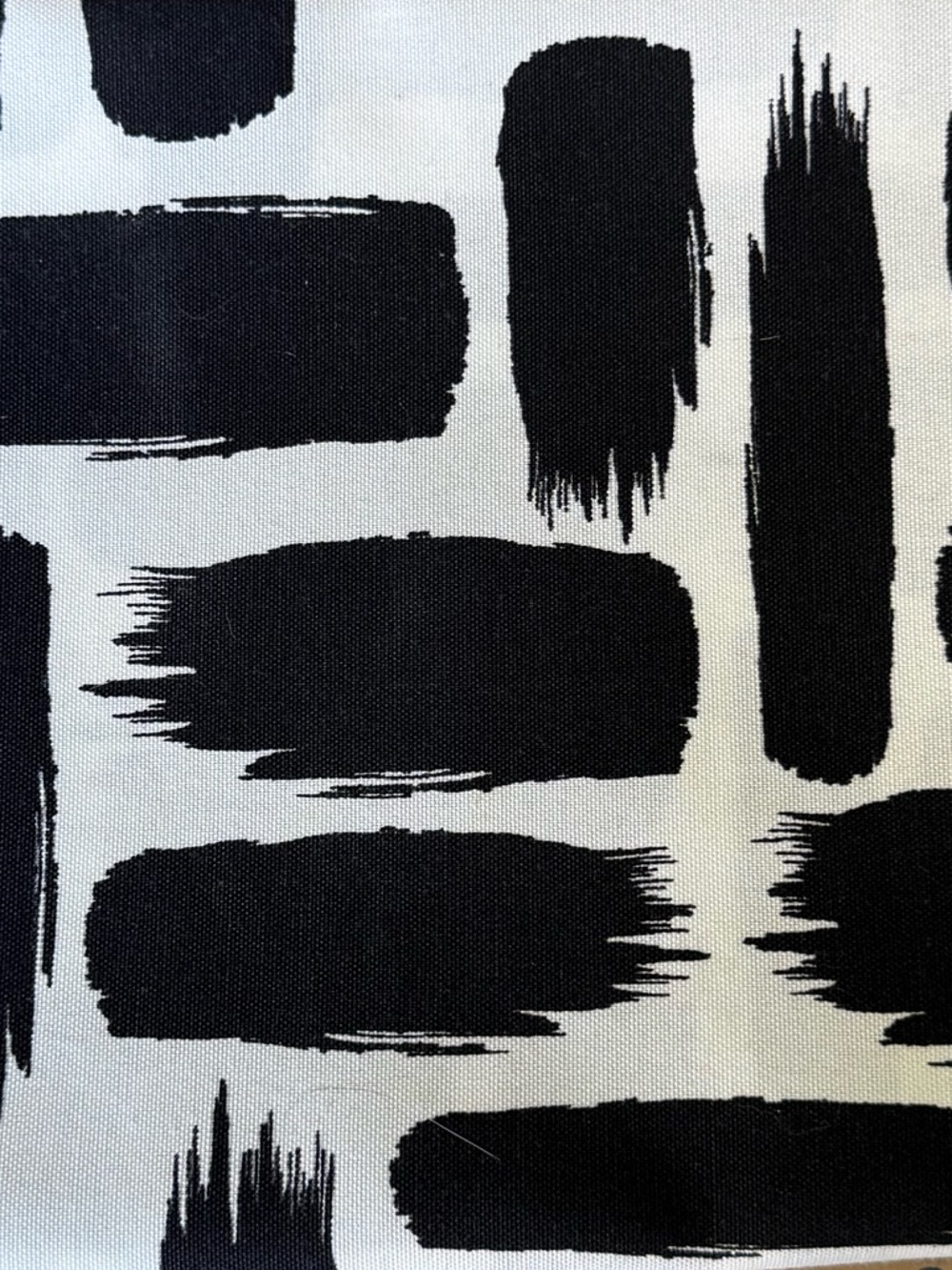 Black Brushstroke Print Cotton Fabric